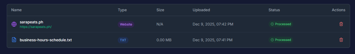 List of files screenshot
