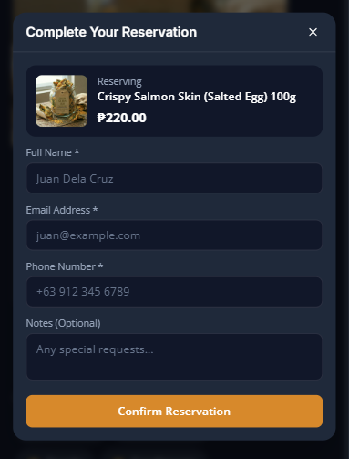 reserved product screenshot