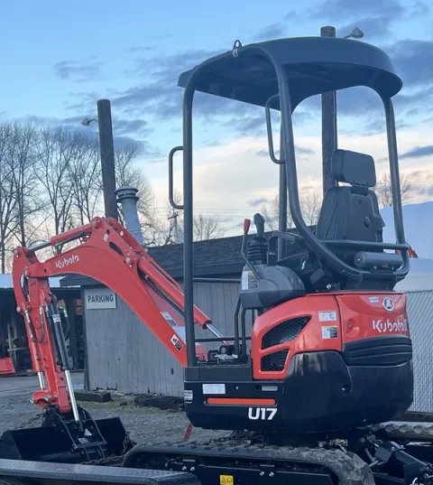 A new Kubota excavator on a trailer