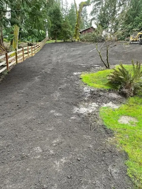A freshly graveled driveway in the Tiger Mountain region of WA