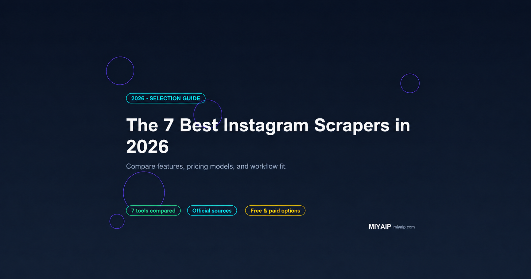 Seven Instagram scraping tools compared using official features and pricing sources.