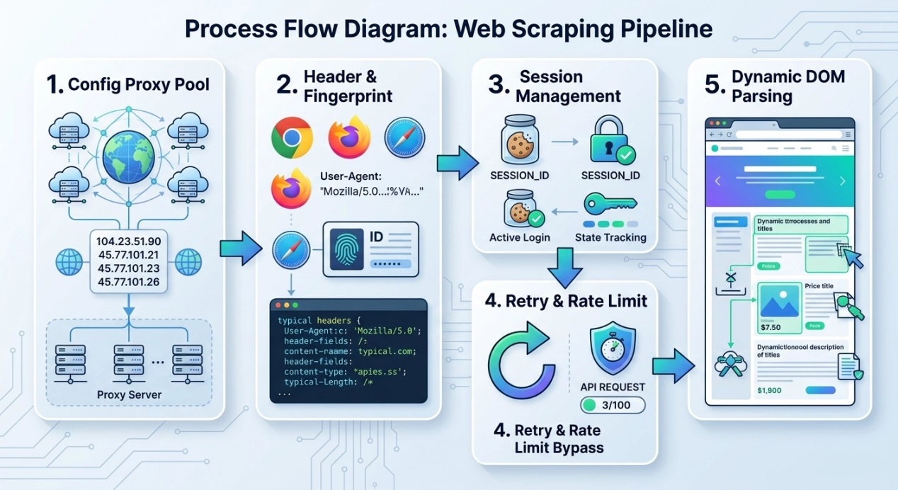 Five-step production SERP scraper deployment pipeline
