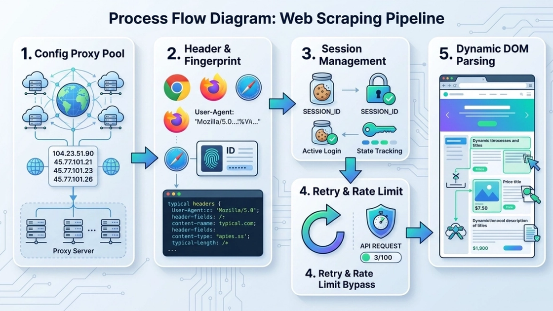 Five-step production SERP scraper deployment pipeline