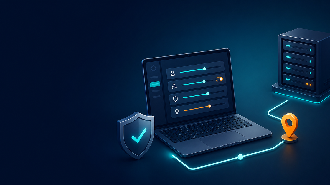 A laptop routes traffic through one stable upstream proxy using Clash Verge Rev