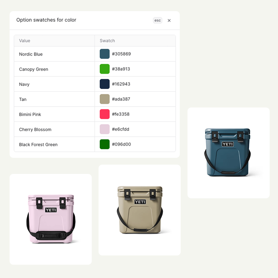 Color and image swatch Medusa module