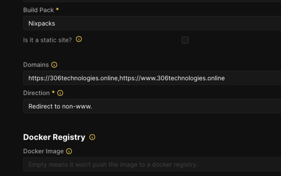 Custom domain names in Coolify
