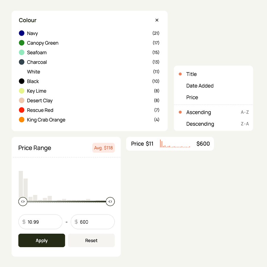 Dynamic ecommerce product filters and facets