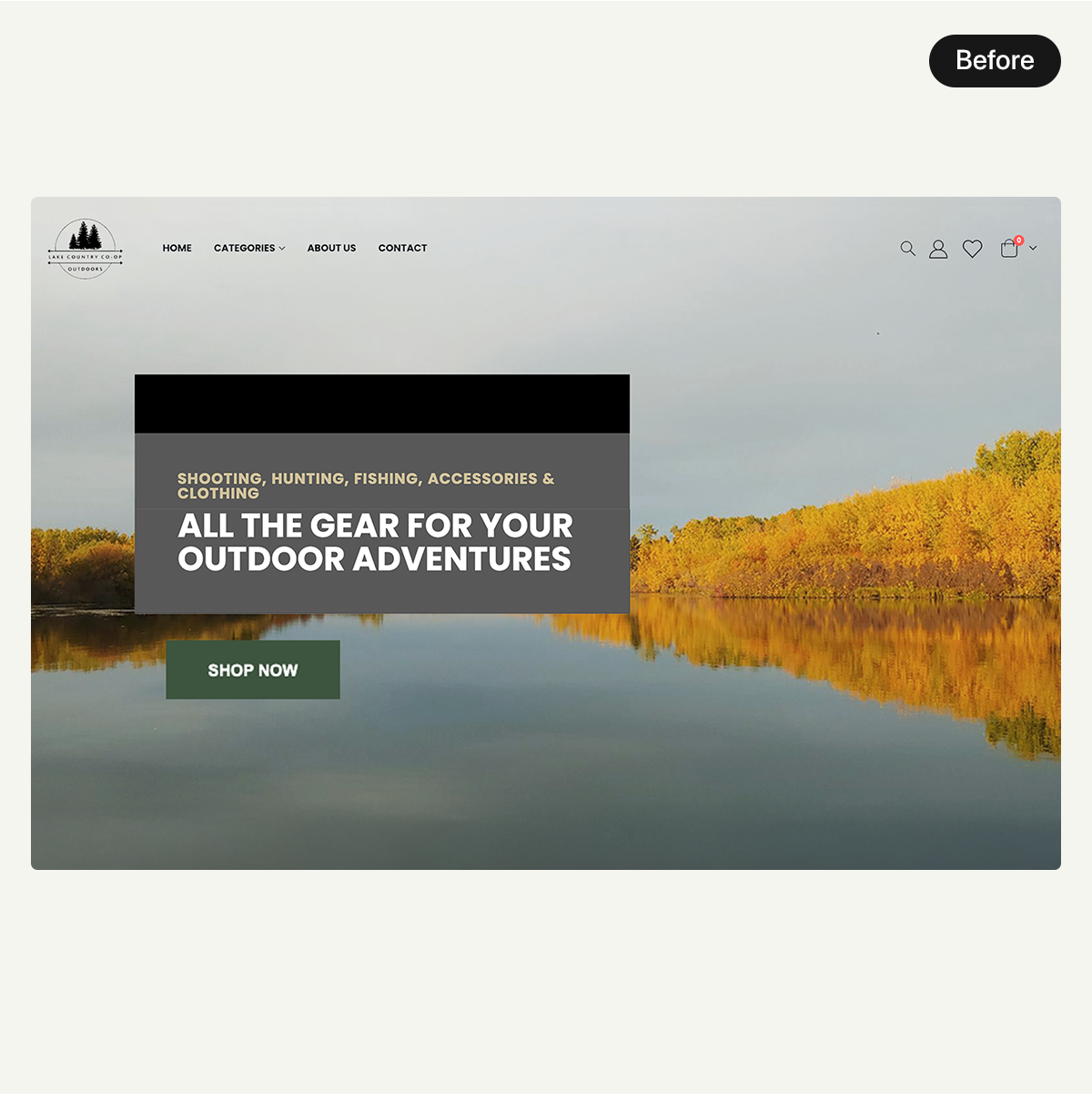 Lake Country Outdoors, old Wordpress website