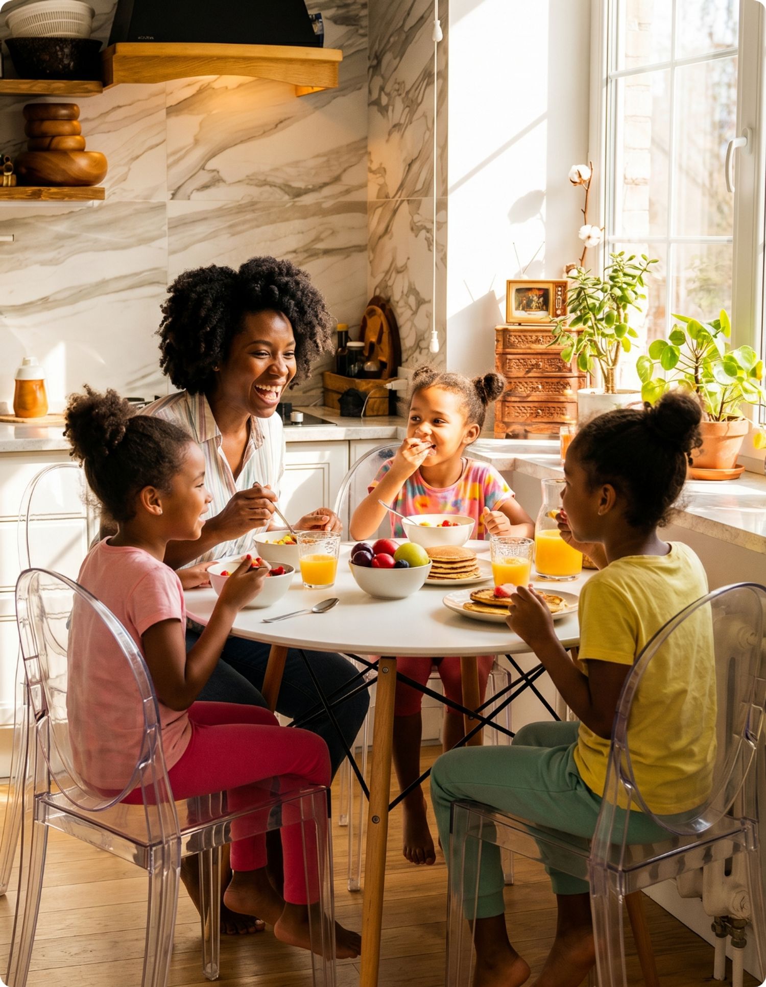 Secure tomorrow, live today — family scene