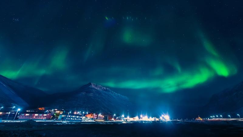 Northern lights over Longyearbyen