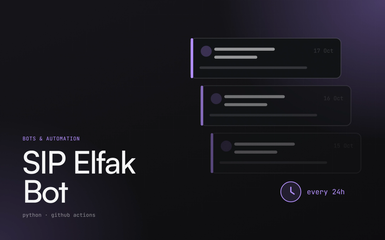 SIP Elfak Bot cover: title and project illustration on a dark background