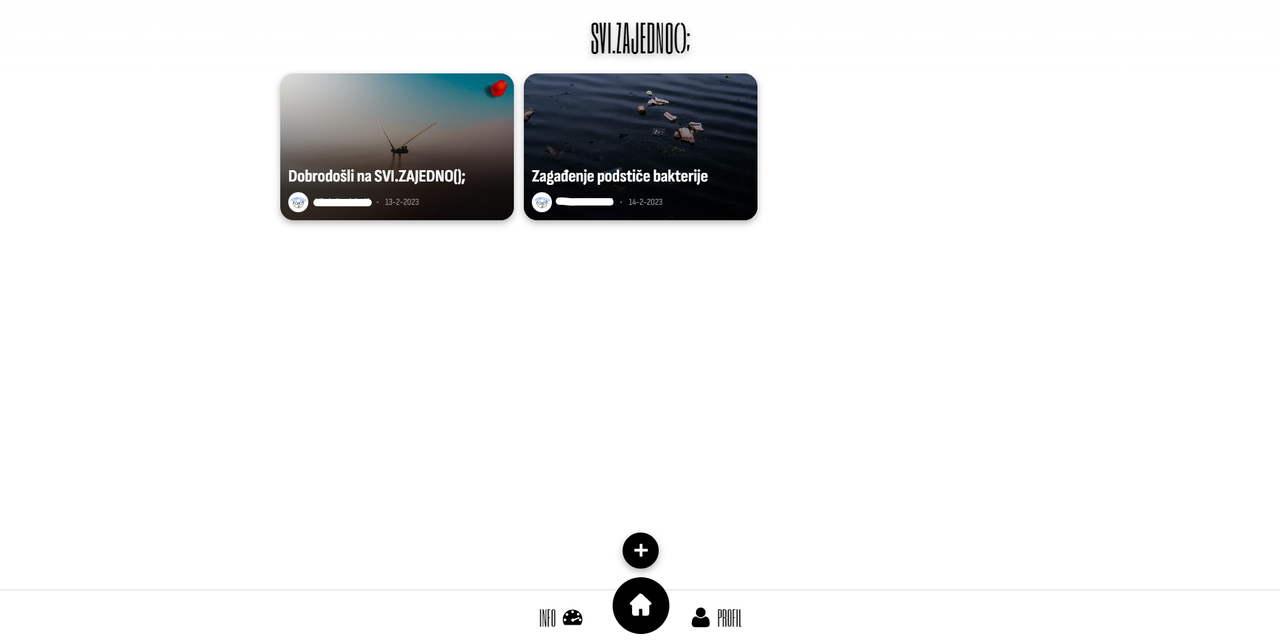 Social feed with two post cards about the environment