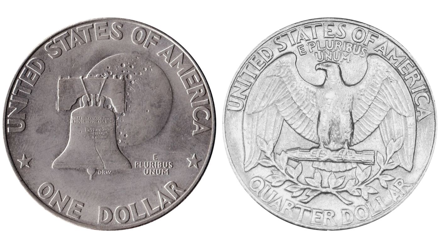 The bicentennial dollar (1976) and quarter (1931-1998) that inspired Trust.