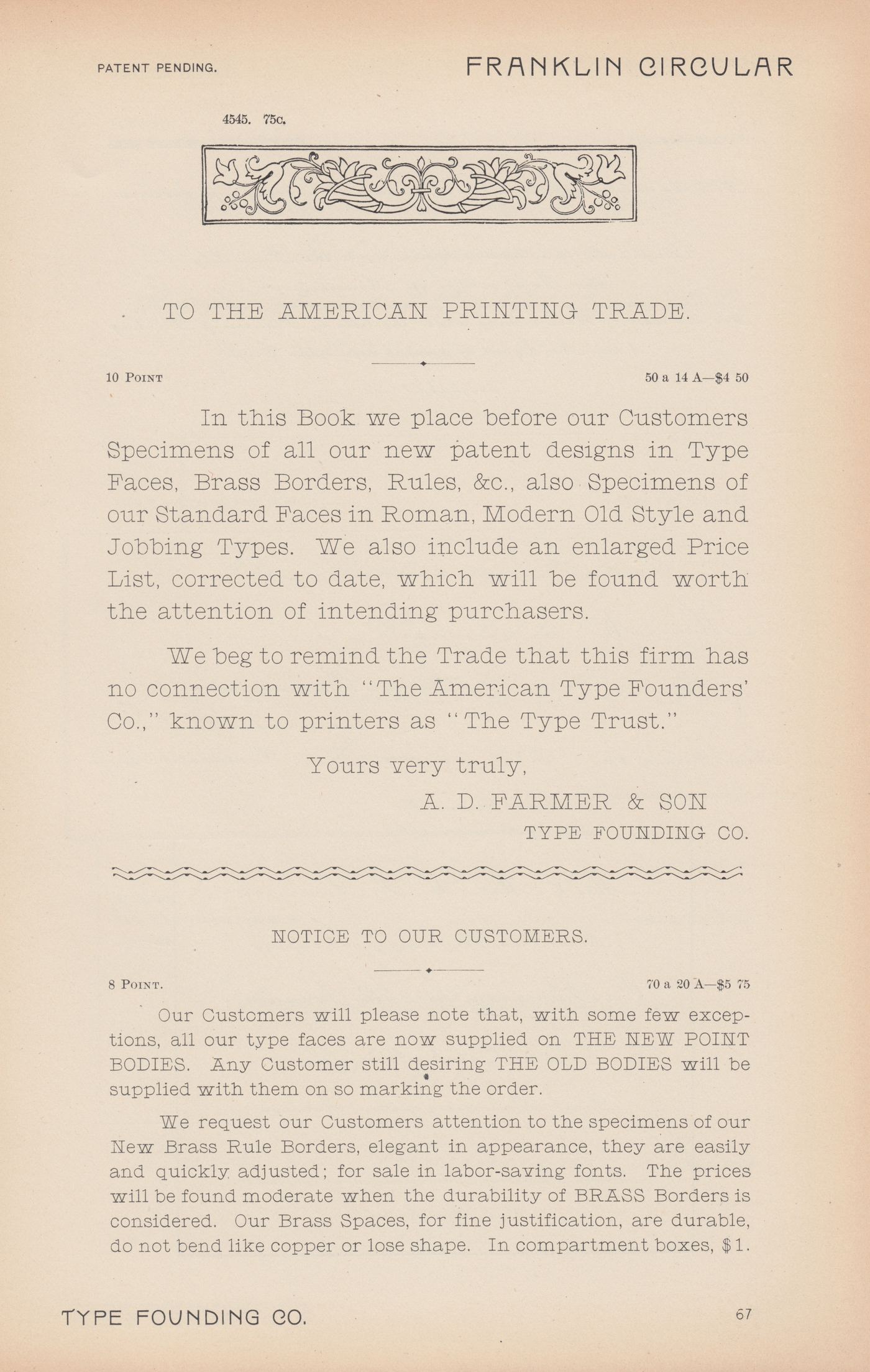 Franklin Circular, published by A.D. Farmer & Sons (image courtesy of Tobias Frere-Jones)