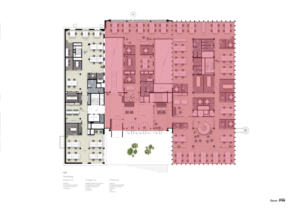 Plantegning for HK Hammersborg - 1. etasje - med utleid areal