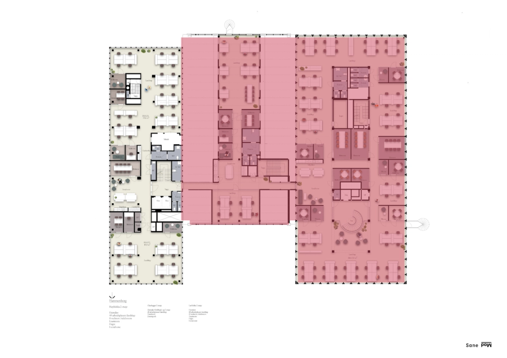Plantegning for HK Hammersborg - 2. etasje - med utleid areal