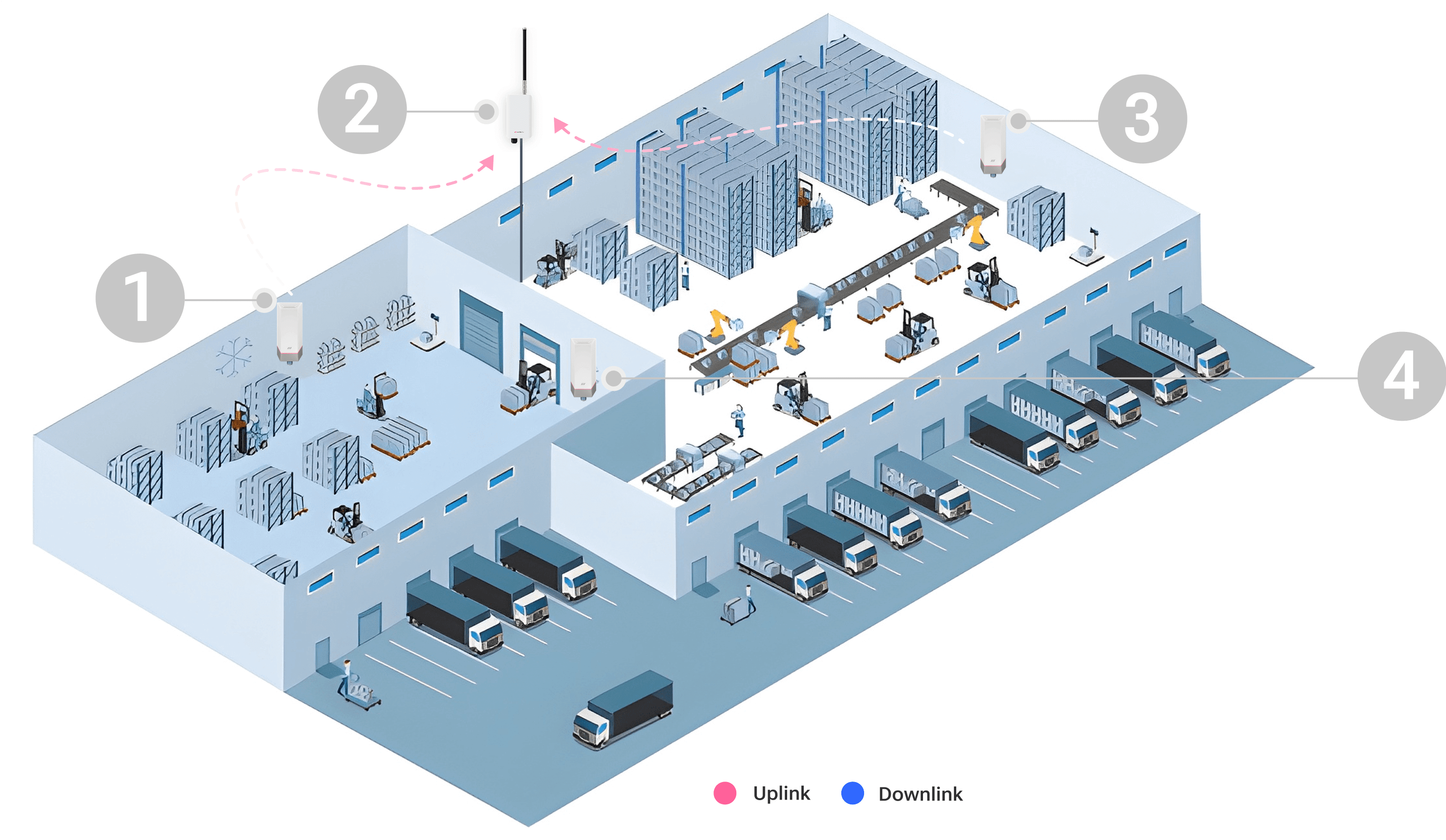 Odor monitoring sensor installed near washroom corridor in Amazon warehouse facility