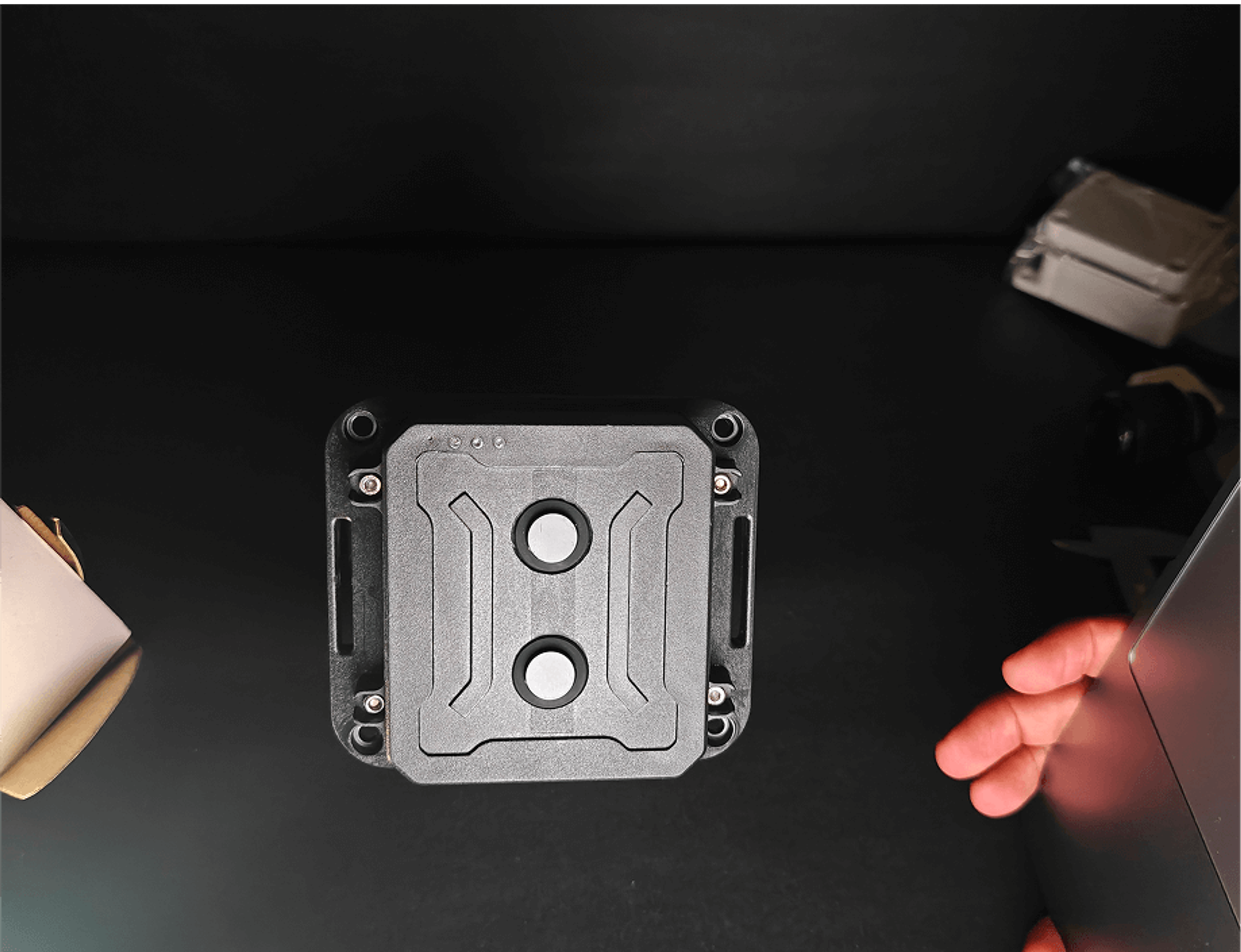 Industrial deployment of MacRay ToF sensor positioned for full waste room coverage and reliable measurements