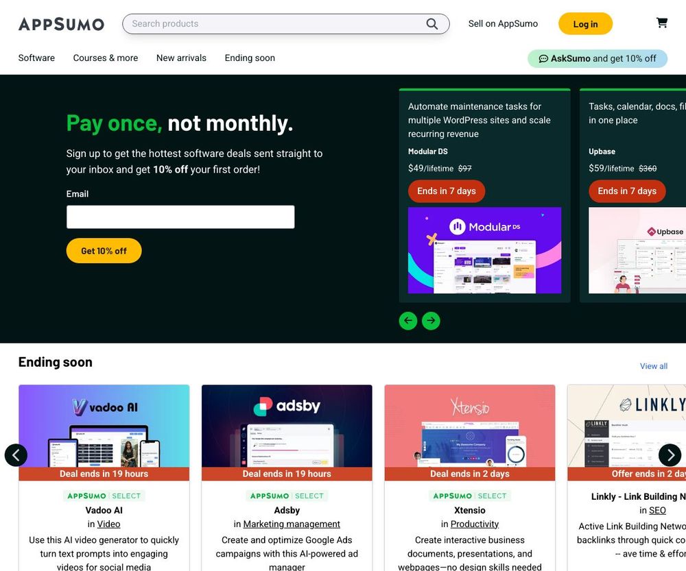 Screenshot of AppSumo