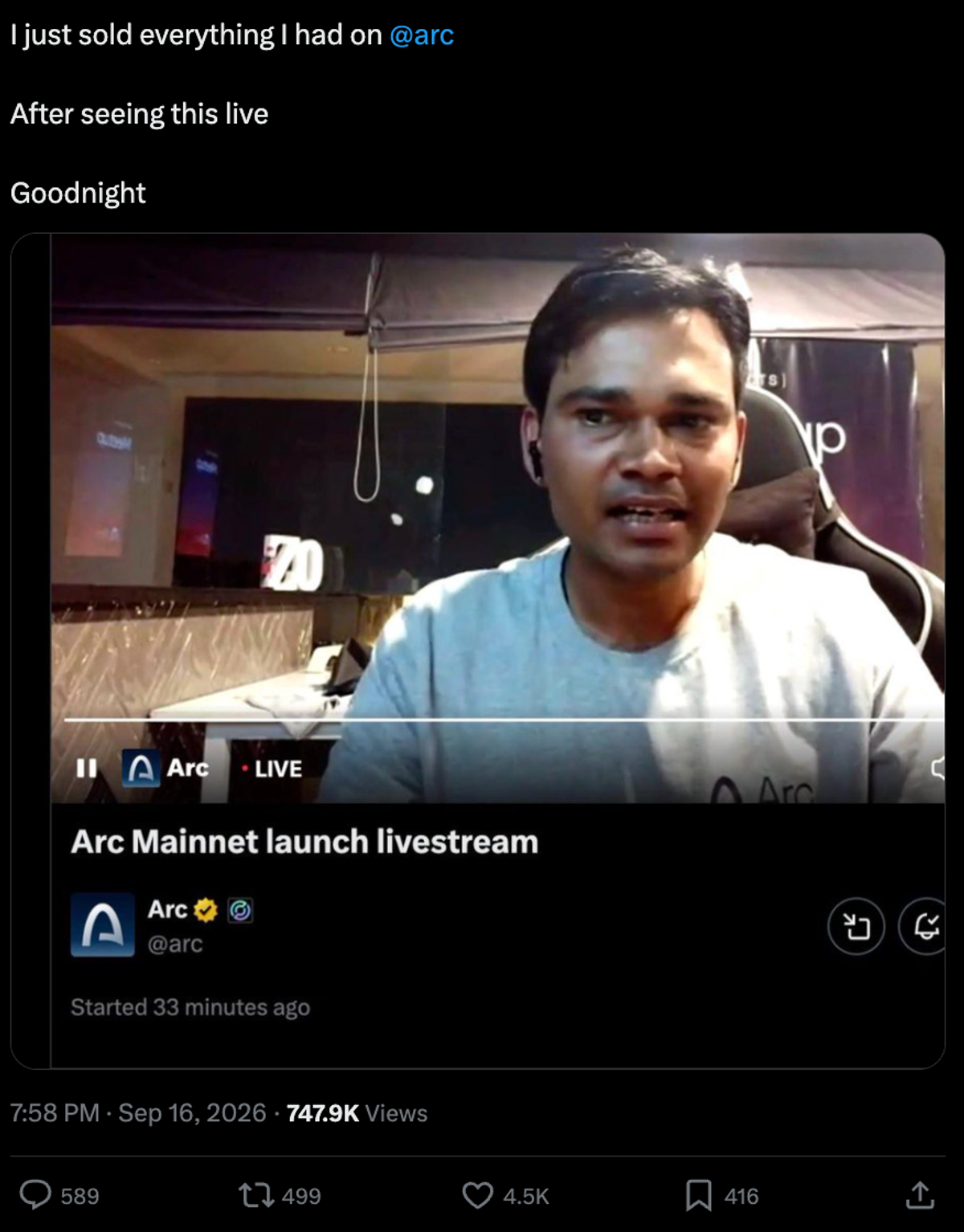Arc chain Mainnet launch community reaction