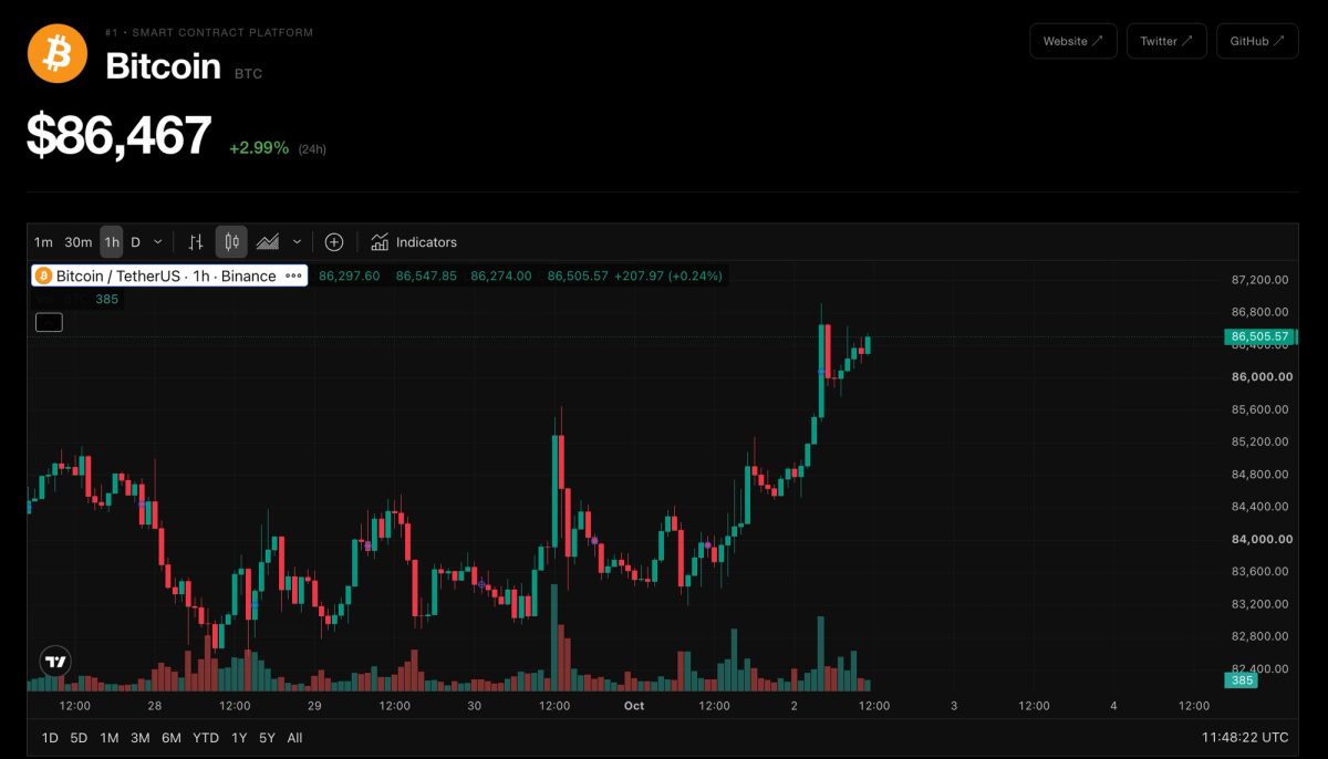 BTC / Bitcoin chart - Why BTC is up today