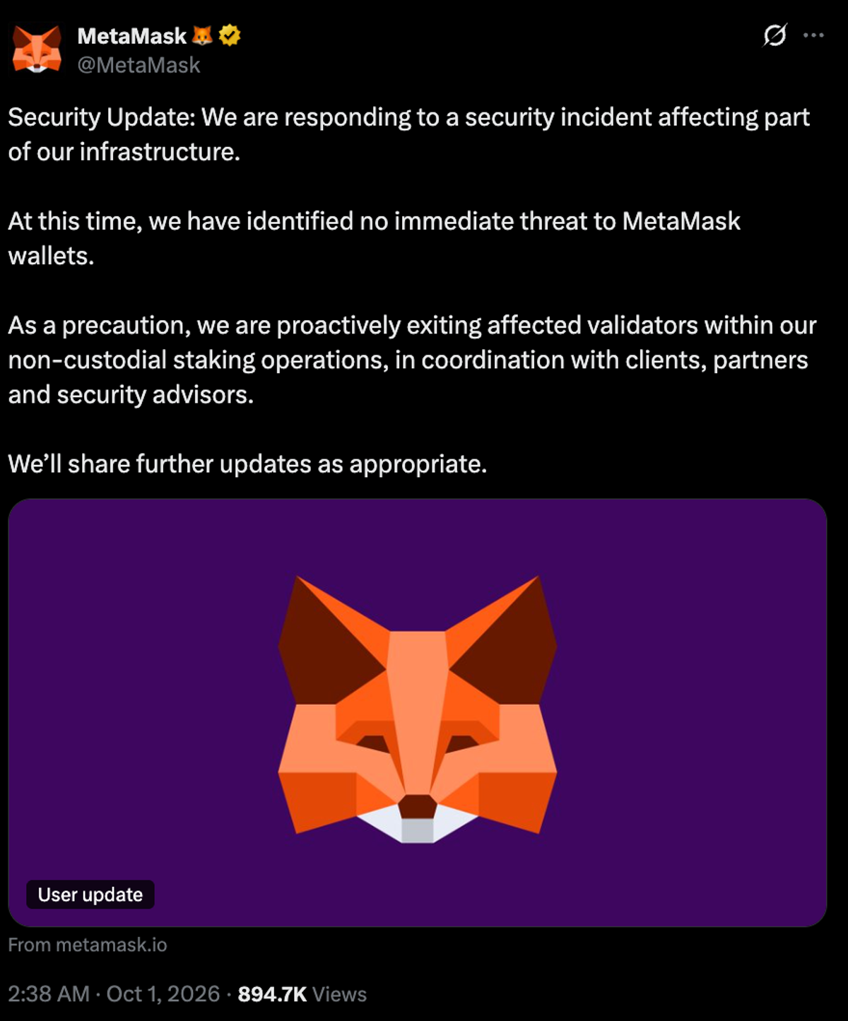 MetaMask Security Announcement Notice