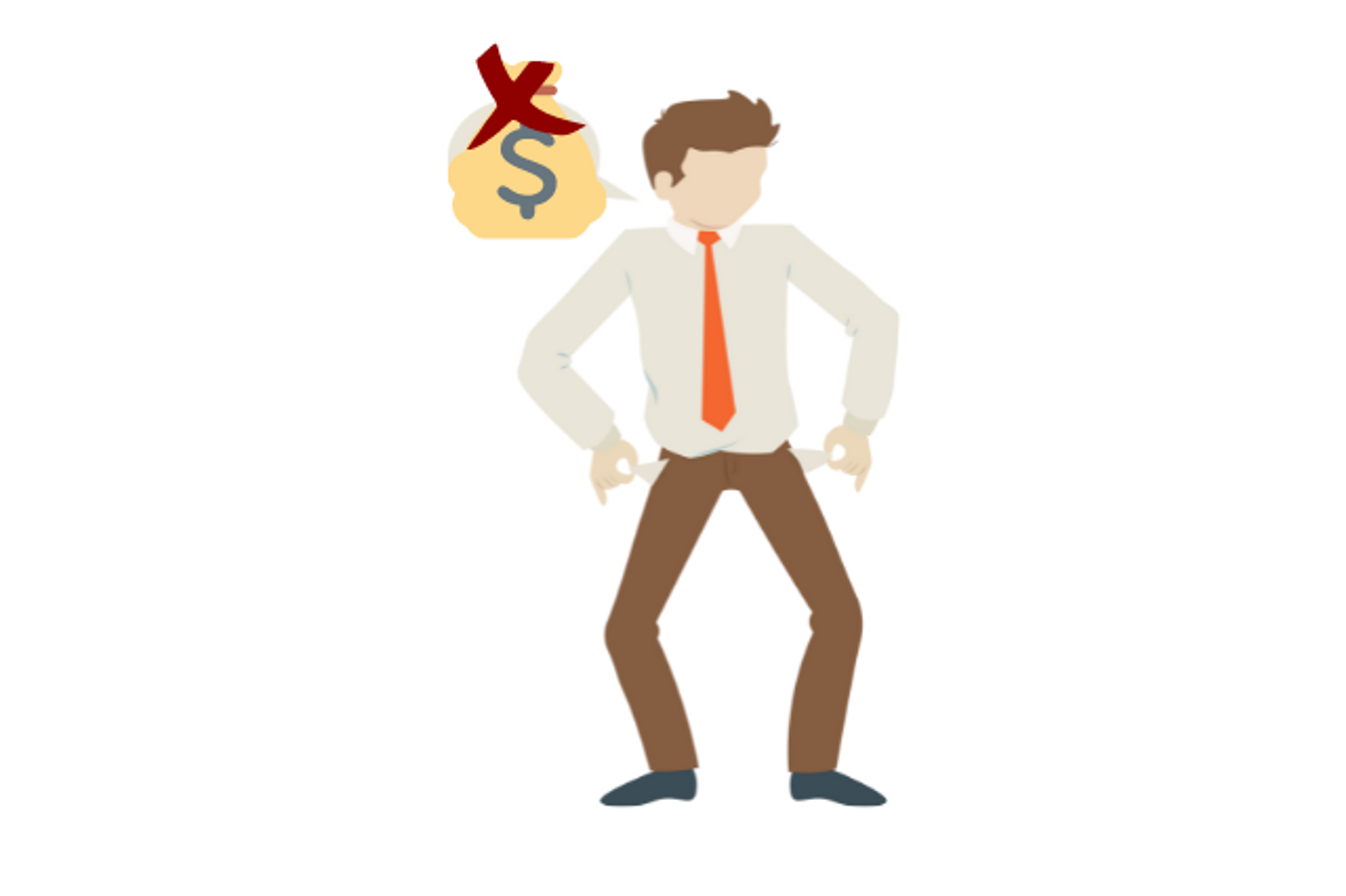 graphic of man with empty pockets
