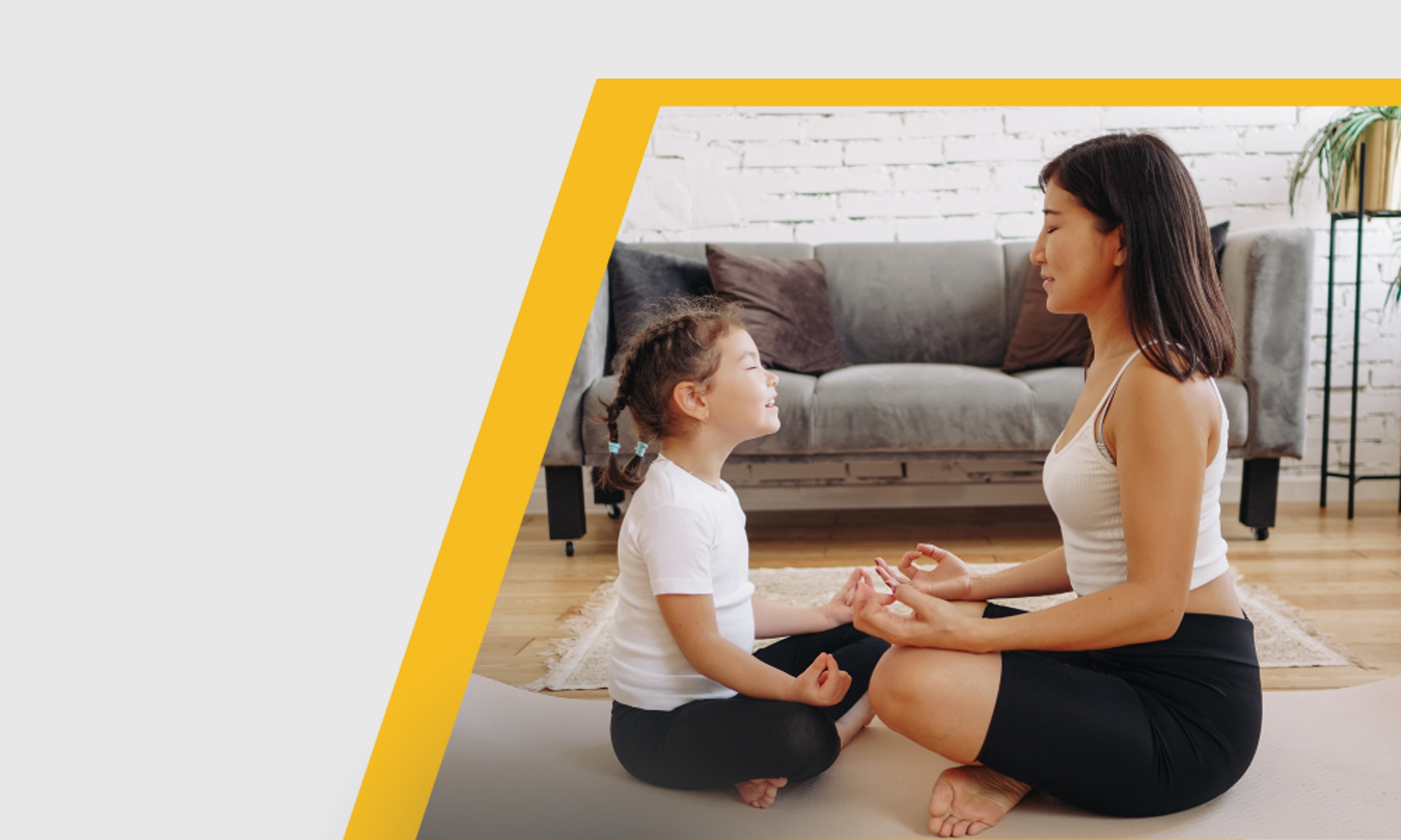 mom and daughter meditating with peace of mind