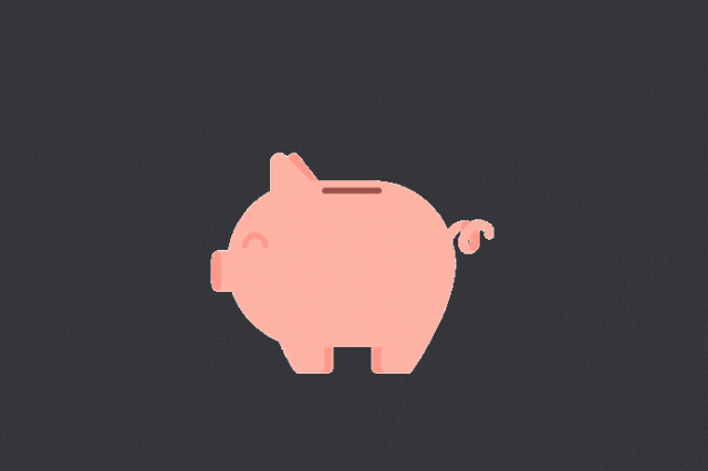 coin depositing to "trust" piggy bank