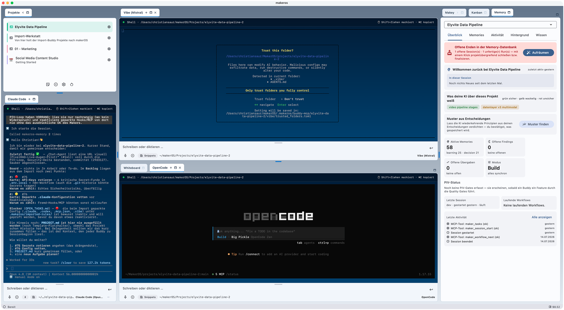 Das Terminal in makerOS