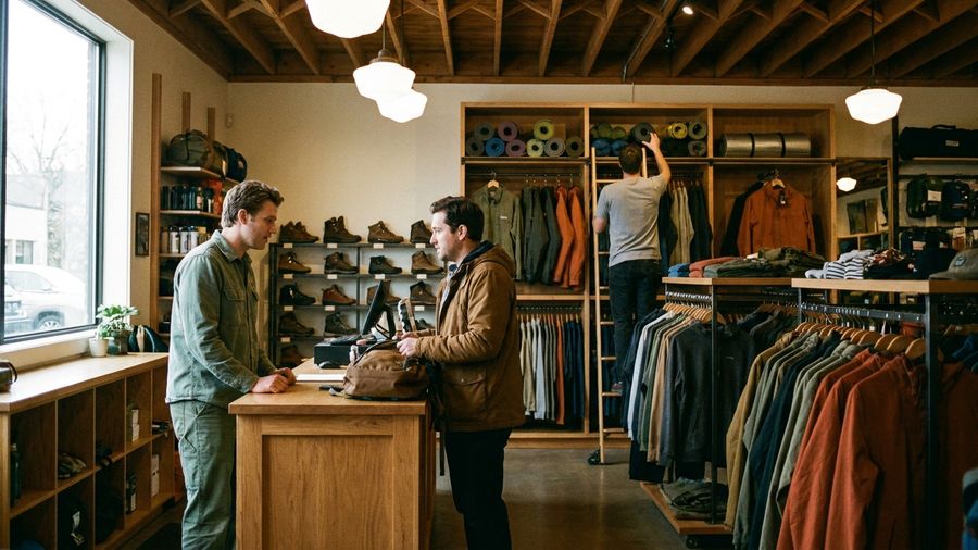 Staff working the floor of a busy independent outdoor specialty retailer