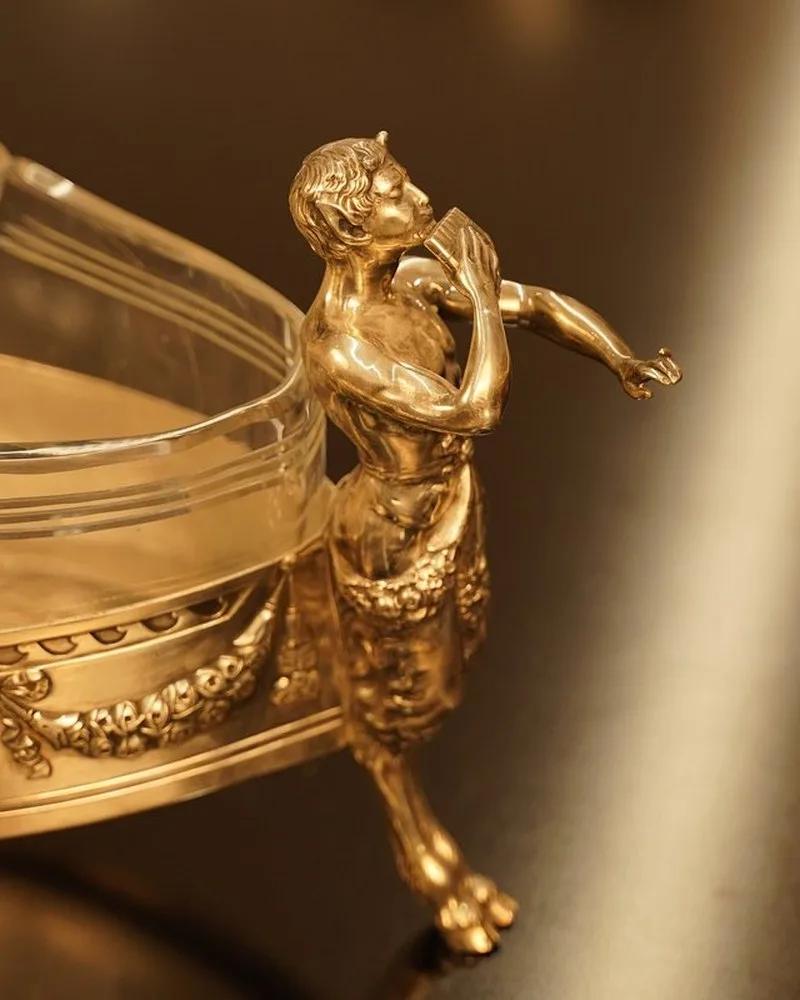 Kristal ve bronz figürlü dekoratif obje