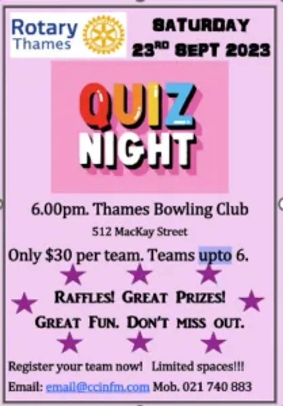 Rotary Thames- Quiz Night