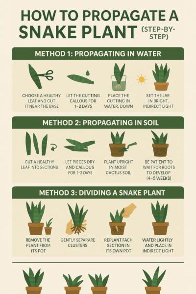 How to Propagate a Snake Plant (4 Easy Methods: Water, Soil, Division & Pups)