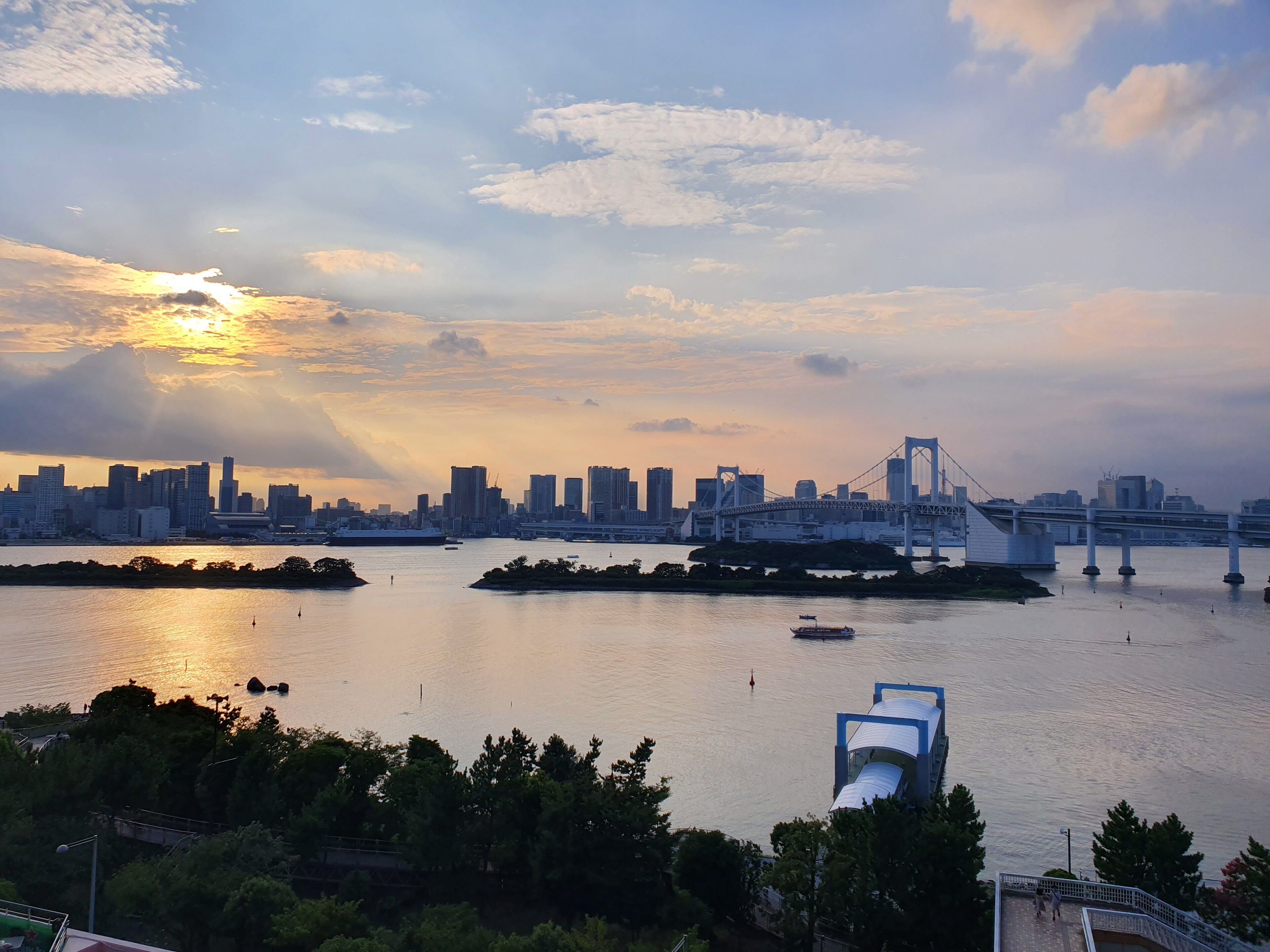 Bahía de Tokio y Rainbow Bridge desde Odaiba