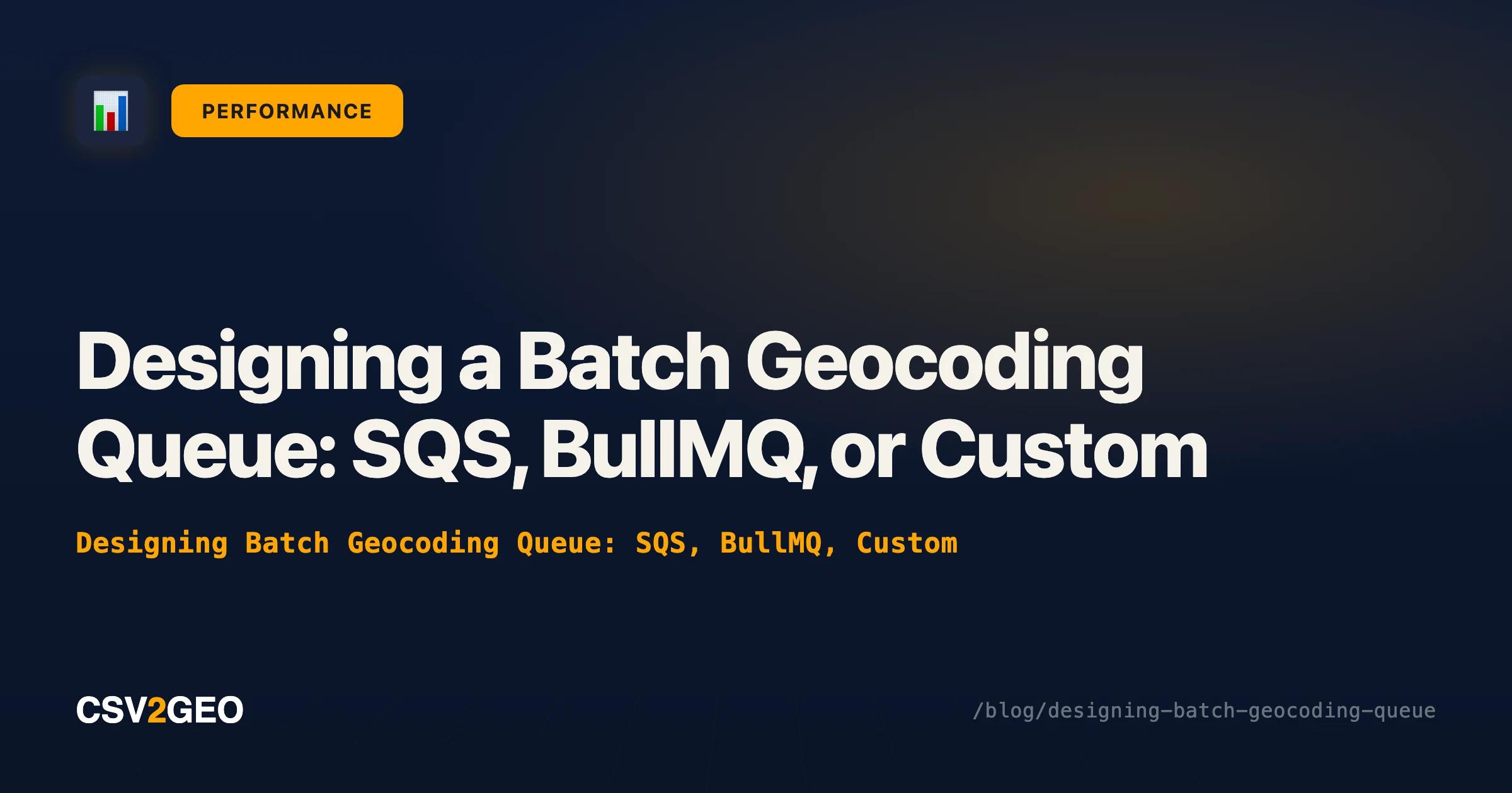 Designing a Batch Geocoding Queue: SQS, BullMQ, or Custom