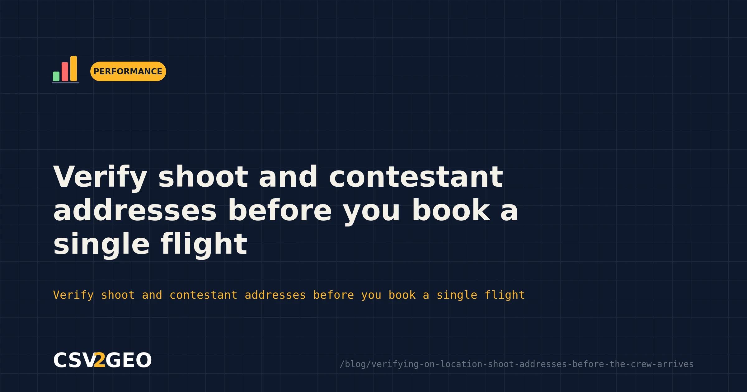 Verify shoot and contestant addresses before you book a single flight