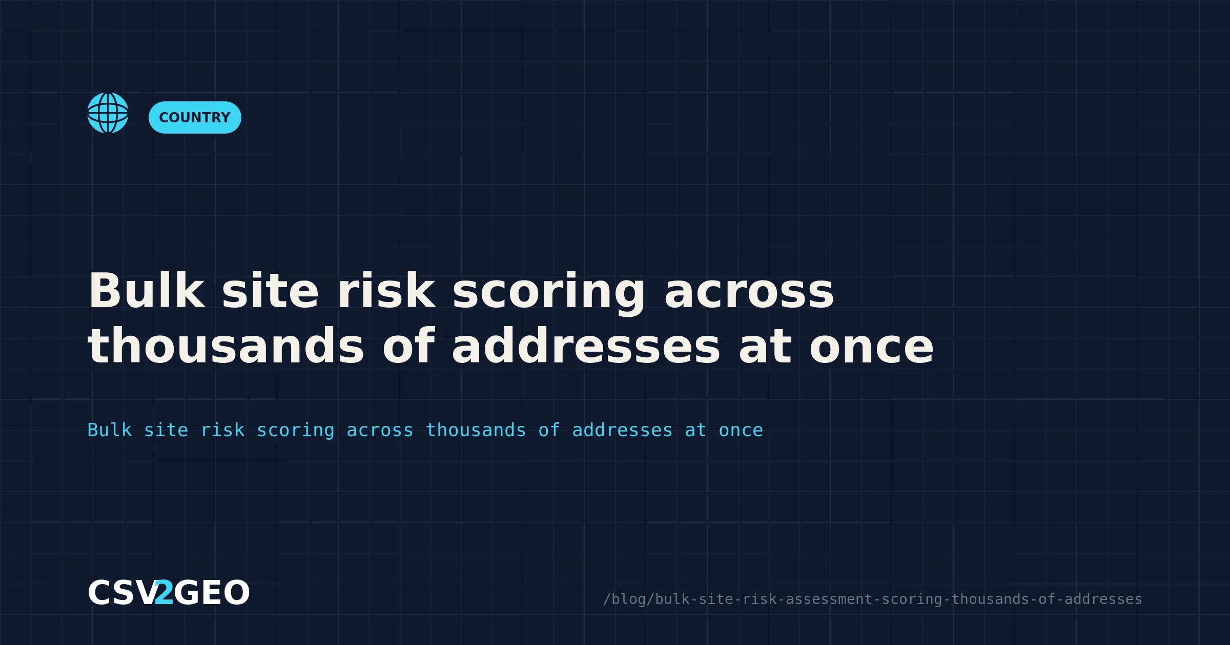 Bulk site risk scoring across thousands of addresses at once