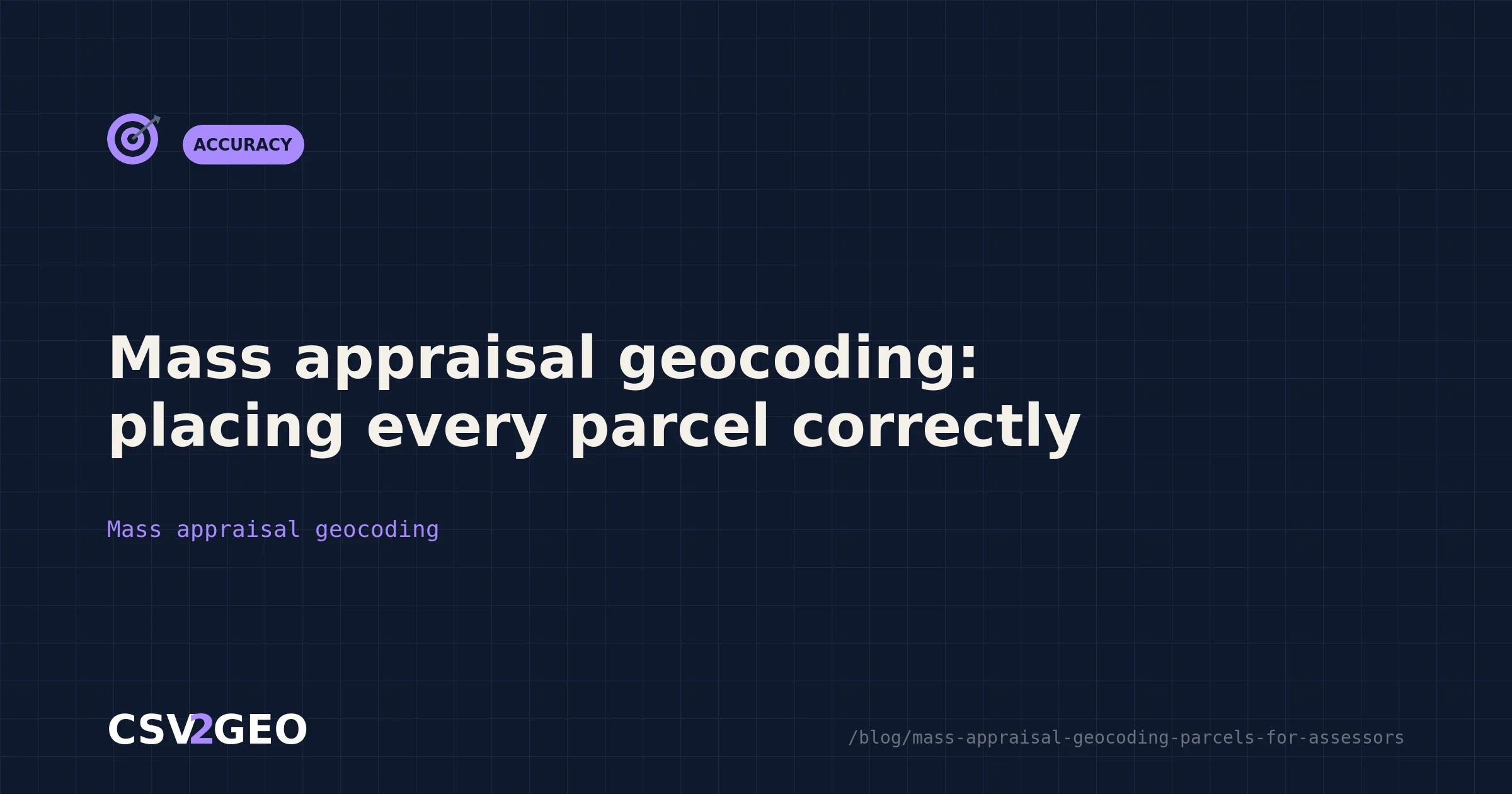 Mass appraisal geocoding: placing every parcel correctly