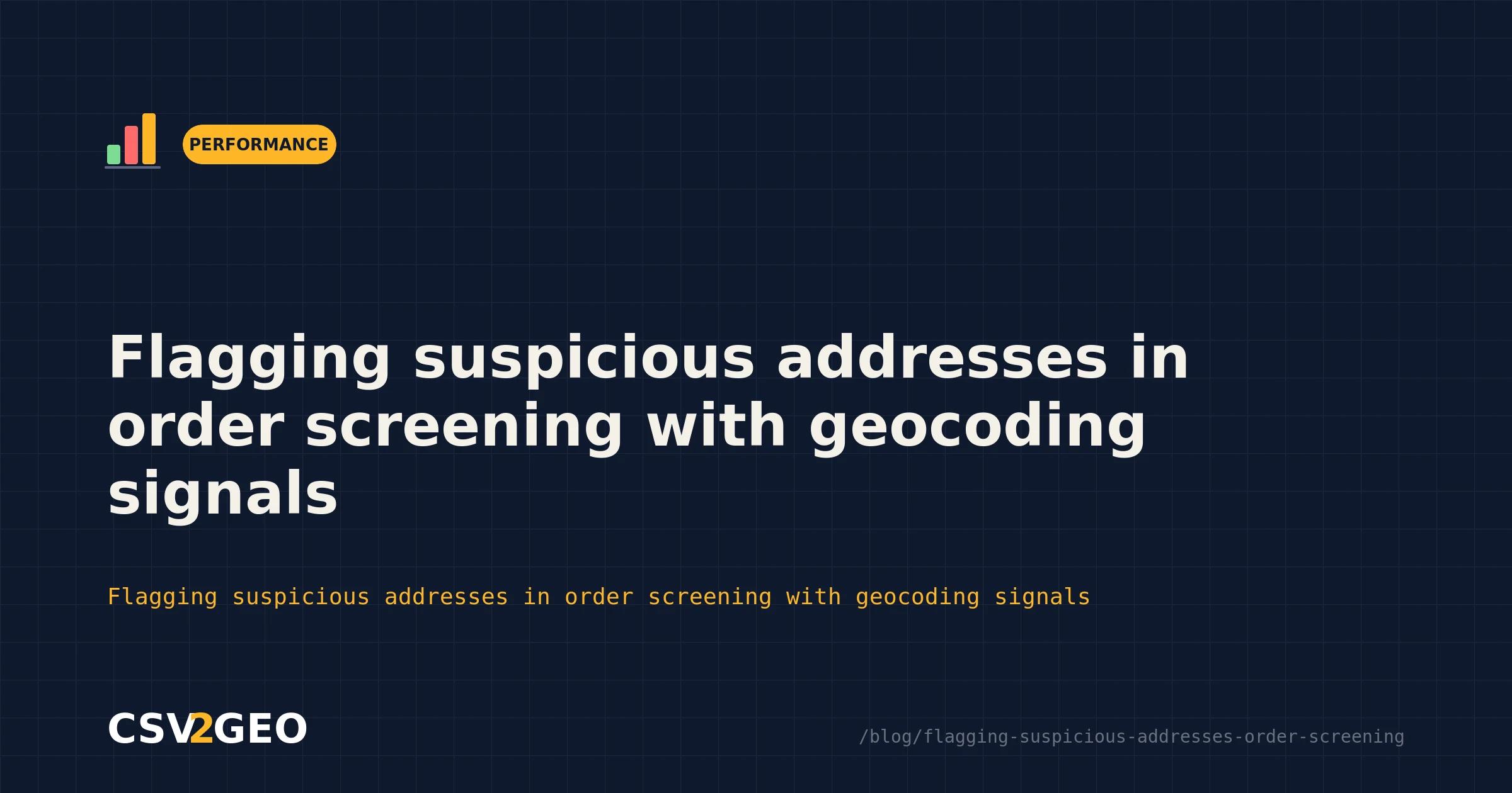 Flagging suspicious addresses in order screening with geocoding signals
