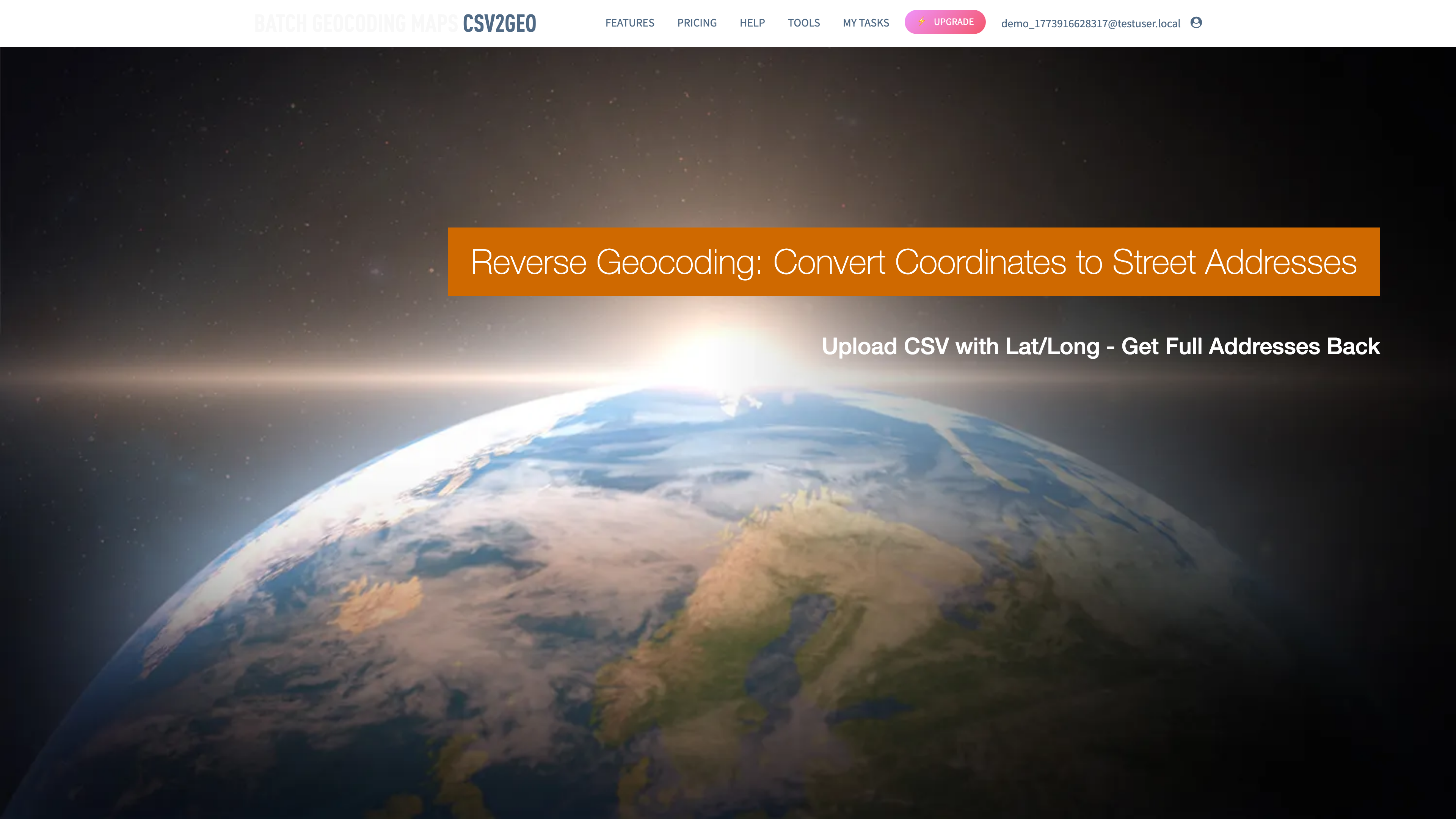 CSV2GEO reverse geocoding tool — convert coordinates to street addresses online