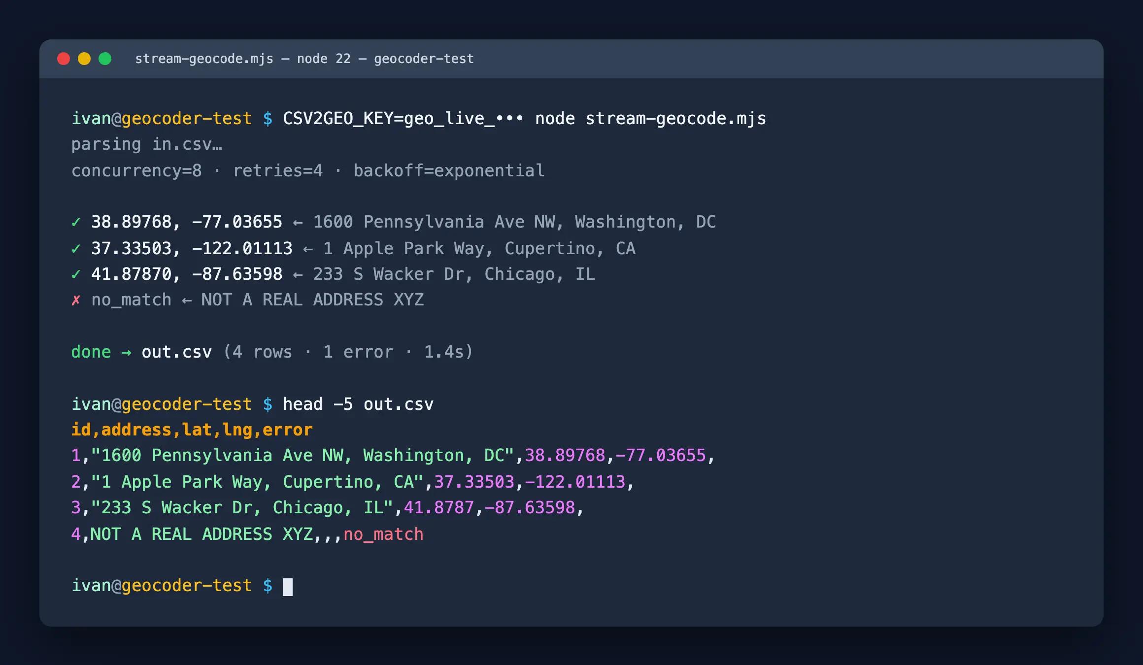 Node.js Geocoding API Tutorial: Concurrency, Retries, and CSV Streaming