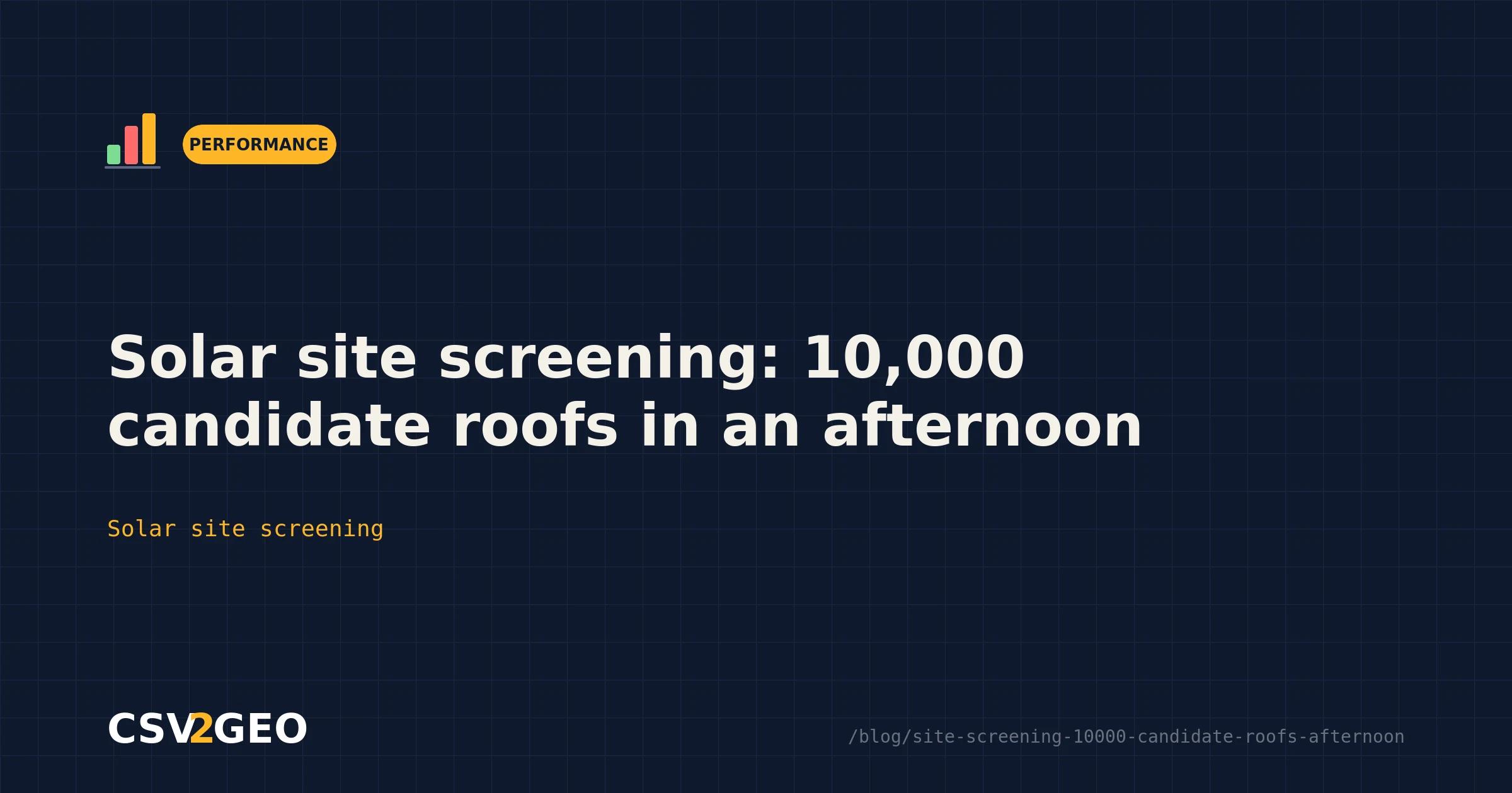 Solar site screening: 10,000 candidate roofs in an afternoon