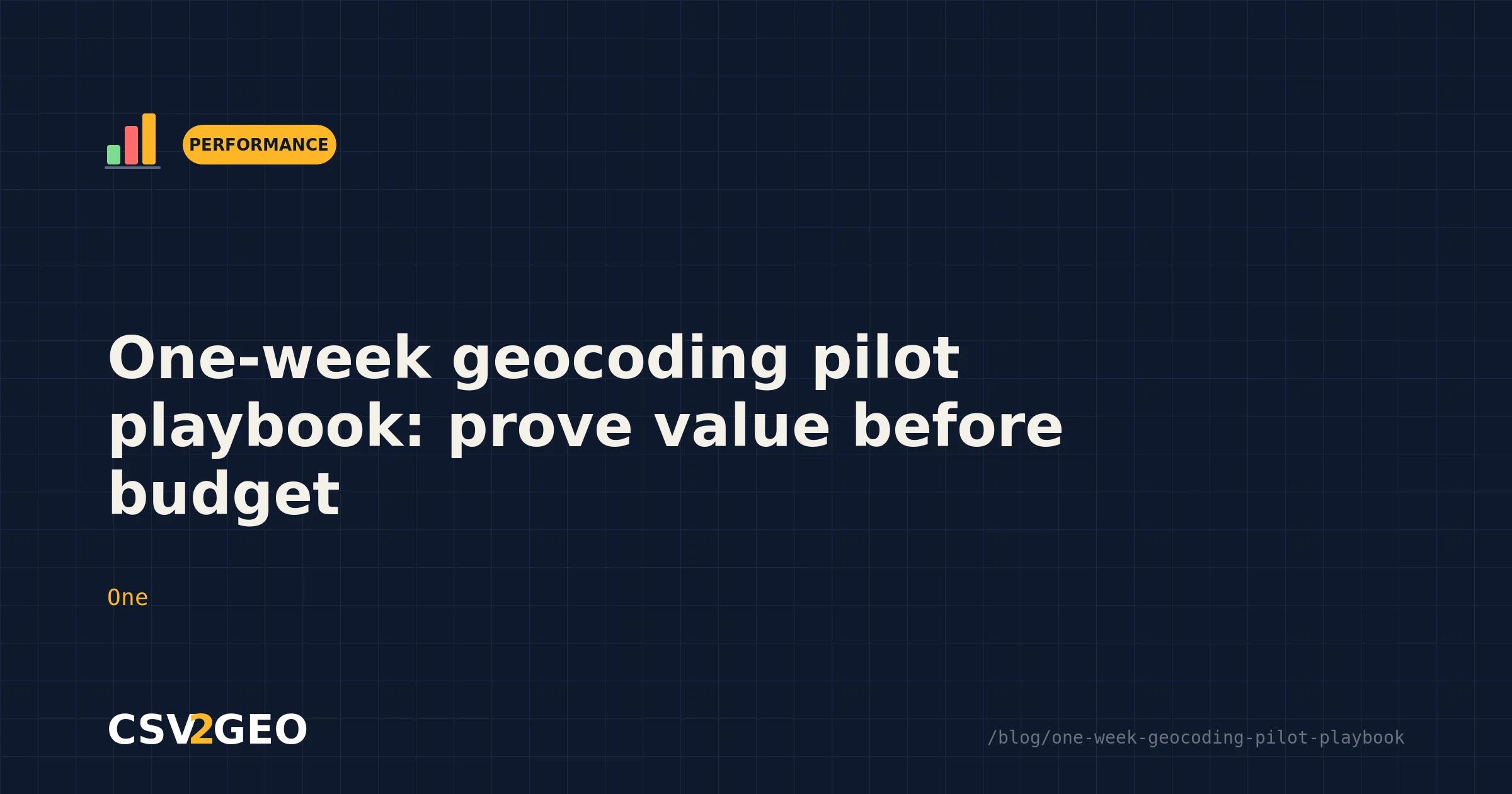 One-week geocoding pilot playbook: prove value before budget