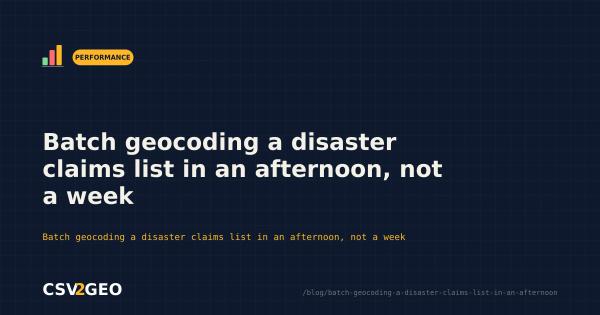Batch geocoding a disaster claims list in an afternoon, not a week
