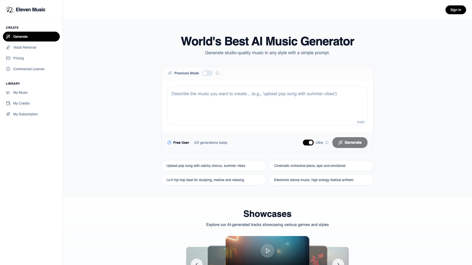 Eleven Music — интерфейс нейросети Eleven Music — интерфейс нейросети