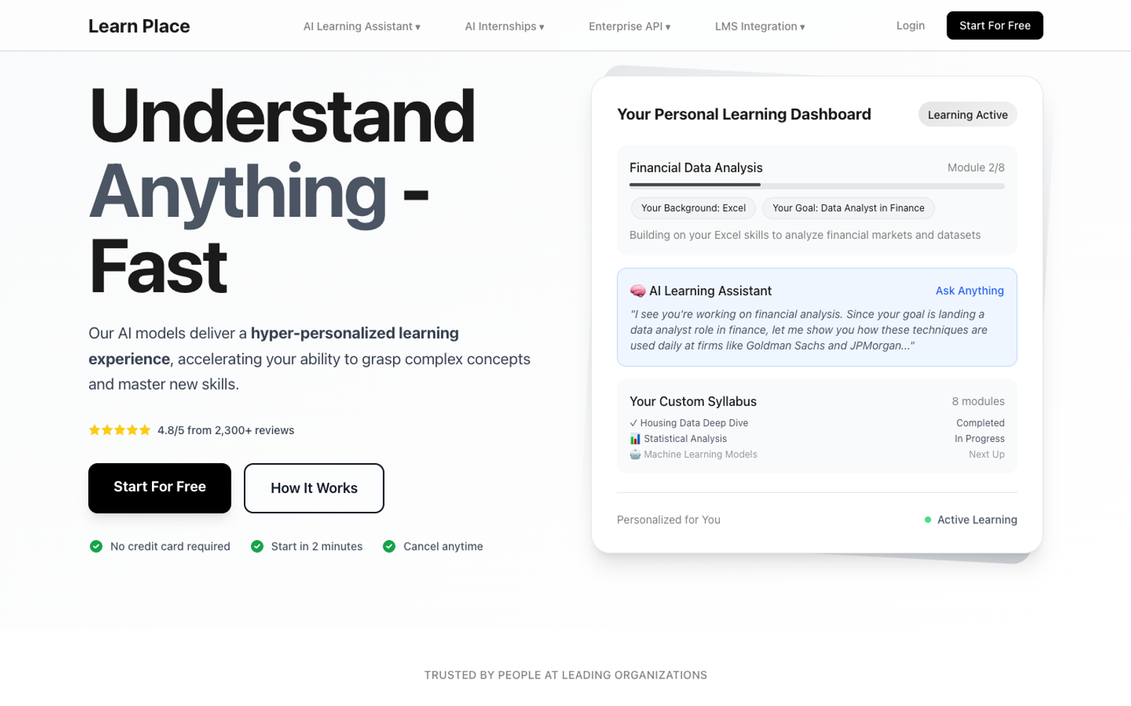 Learn Place — интерфейс нейросети