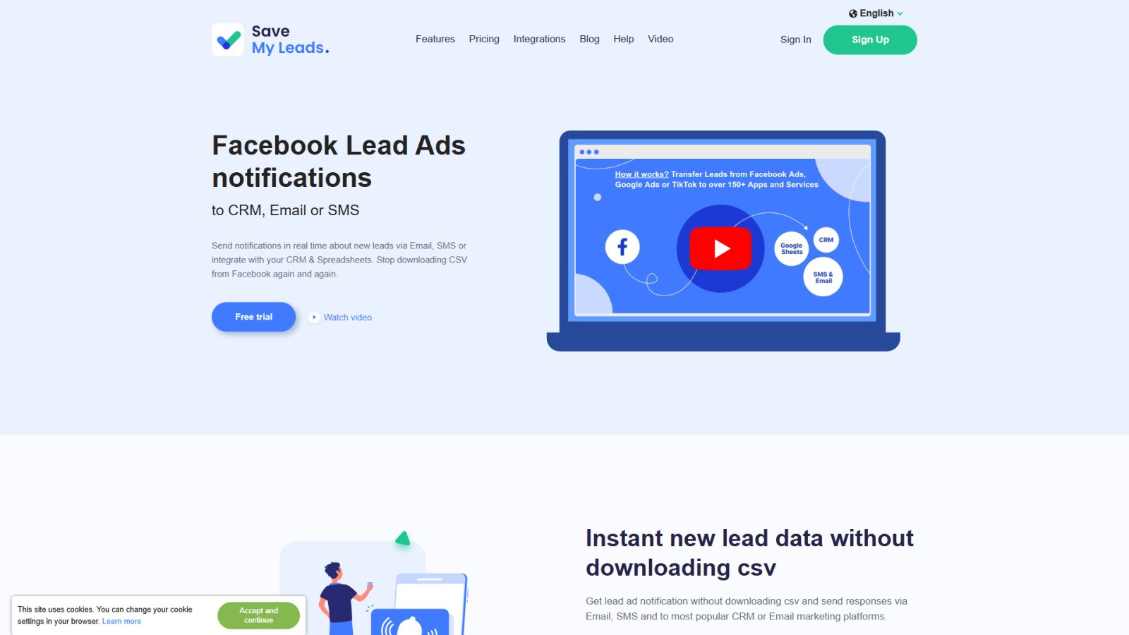 SaveMyLeads нейросеть Главная страница