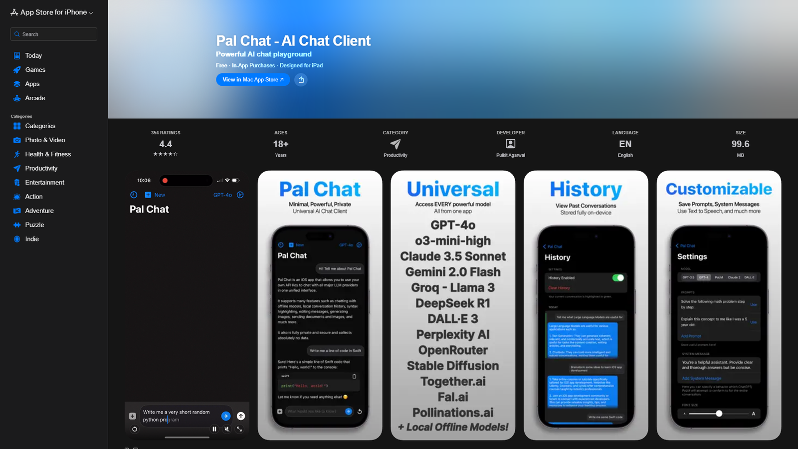 Pal Chat — AI Chat Client — интерфейс нейросети Pal Chat — AI Chat Client — интерфейс нейросети