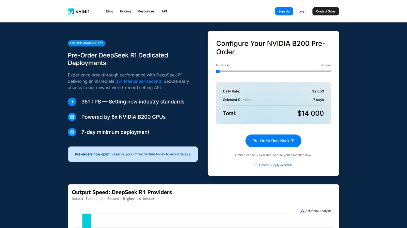 Avian.io нейросеть Главная страница